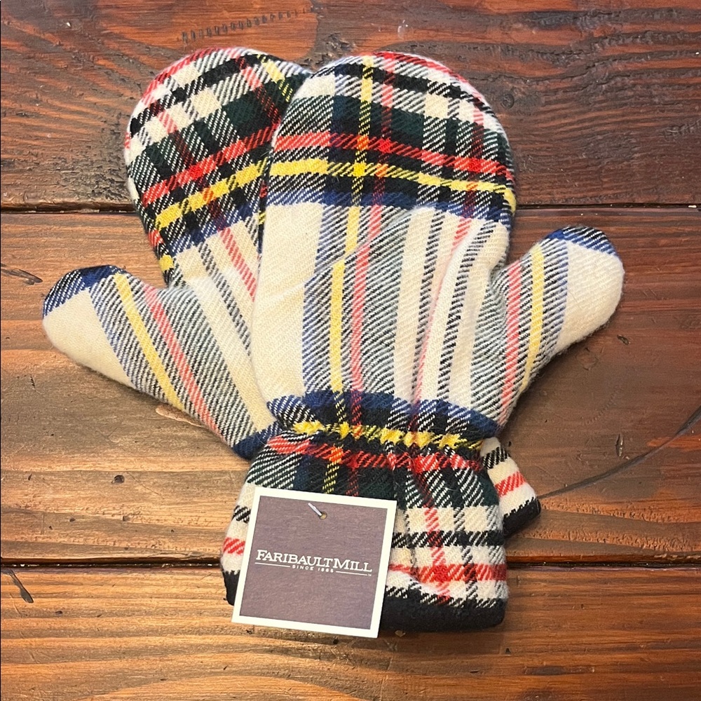 Plaid Wool Mittens - Multicolor
